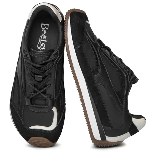 Image of Casual Sneakers for Women Lace Detail Elegant Ribbon Lace-Up Fashion Sneakers with Leather Upper Memory Foam Insole and Trendy Casual Shoes for Women