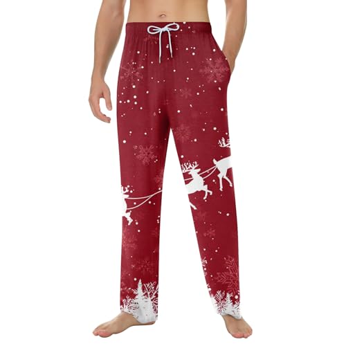 WENKOMG1 Christmas Pajama Pants Matching - Sleep Lounge Bottoms Soft Comfy Sleepwear with Pockets Pajamas Bottoms Cooling Knit Fashion Men Clothes Pijamas Navidenas (M - Wine)