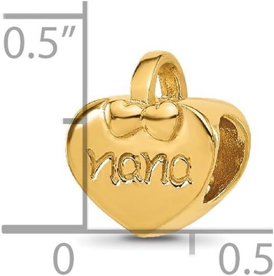 JewelryWeb 9.09mm 925 Sterling Silver Reflections Gold Plated Love Heart Nana Bead Charm Pendant Necklace for Women - Image 2