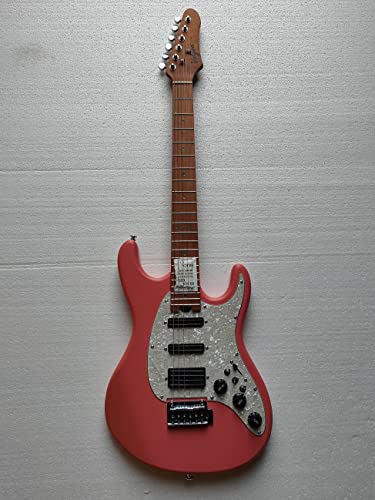 Volgoa Vvs 6-String Solid Body Electric Guitar With Alder Body,Stainless Steel Frets,Featuring Tremolo System, With Plastic Pearl Pickguard And String Tree (Red Dahlia) #TOP9