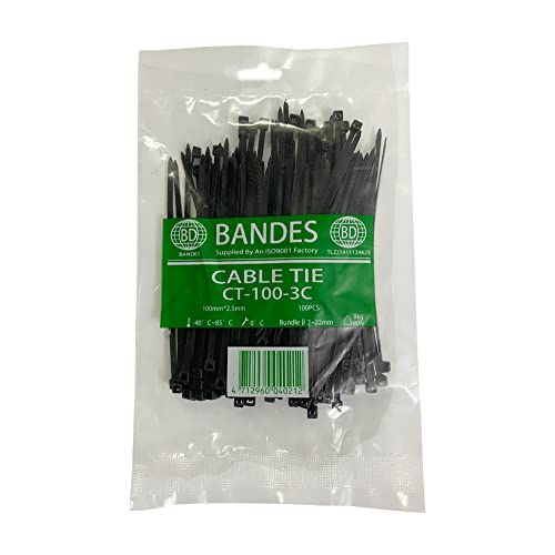 BANEDS 100pcs Cable Zip Ties Heavy Duty 4 Inch, Premium Plastic Wire Ties with 18 Pounds Tensile Strength, Self-Locking Black Nylon Tie Wraps for Indoor and Outdoo (4 Inch)