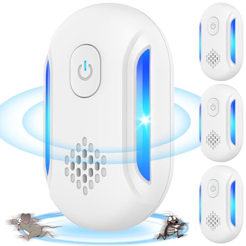 2025 Strongest Ultrasonic Pest Repeller, 4PCS Mouse Repeller for Indoor Use, Effective Plug in Pest Control for Mice, Rats, Spiders, Cockroaches - Radiation Free (White) (White-002)