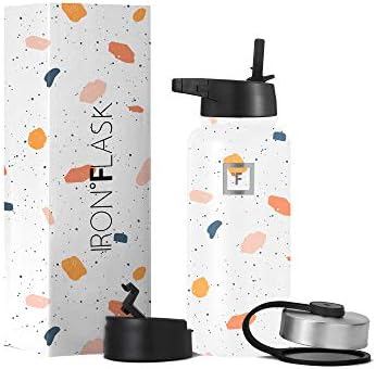 Iron Flask Sports Water Bottle - 945 ml, 3 Lids (Straw Lid), Vacuum Insulated Stainless Steel, Double Walled, Thermo Mug, Metal Canteen