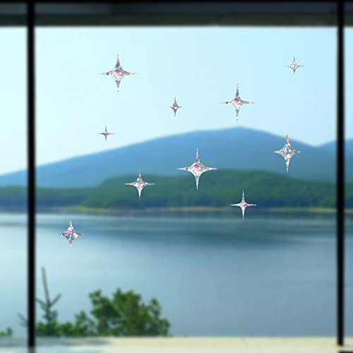 Cross Star Window Stickers For Bird Strikes, Stop Birds From Hitting Windows, Glass Alert Bird Deterrent For Windows, Bird Strike Prevention Clings, Anti Collision Rainbow Decals, 36 Pieces #TOP3