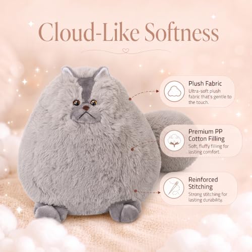 Image of Winsterch Giant Gray Cat Stuffed Animal, 20-Inch Large Stuffed Cat Plush