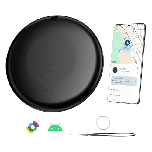 Air Smart Tag Tracker for Android, Google Android Tag Tracker Work with Google Find My Device (Find Hub), Key Finder/Luggage Tracker/Item Locator, 1 Pack Black