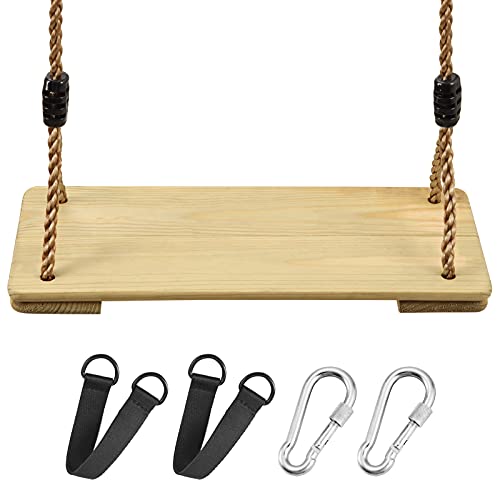 Pellor Anticorrosive Tree Swing Wooden Swing Waterproof Swing Sets for Backyard Seat Indoor and Outdoor Hanging Seat for Children & Adult
