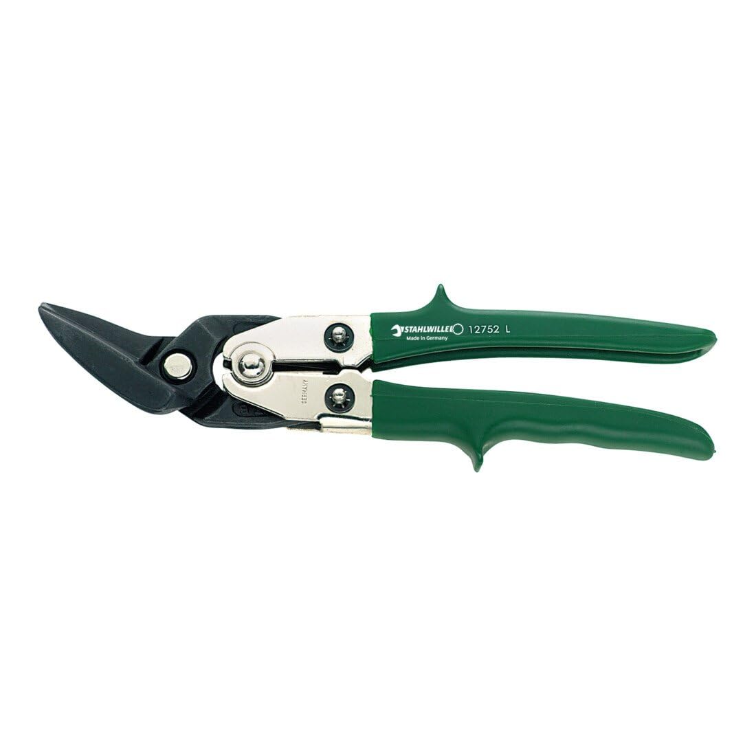 Stahlwille 75230001 Heavy-Duty Spring-Assisted Tin Snips - Lever Action, Left-Hand Cutting, Precision Metal Shears for Sheet Steel and Stainless Steel - Shape L, 260mm Length, 532g, Made in Germany