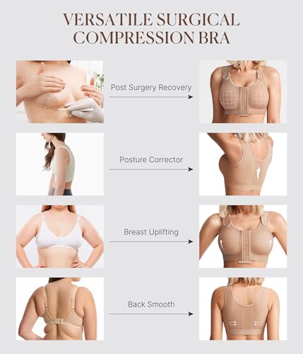 Image of BRABIC Post Surgery Compression Bras for Women Front Closure Mastectomy Bra with Wide Adjustable Straps Wirefree