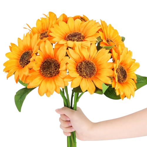 iuqiepo 10 Stück Künstliche Blumen,Sonnenblumen Deko