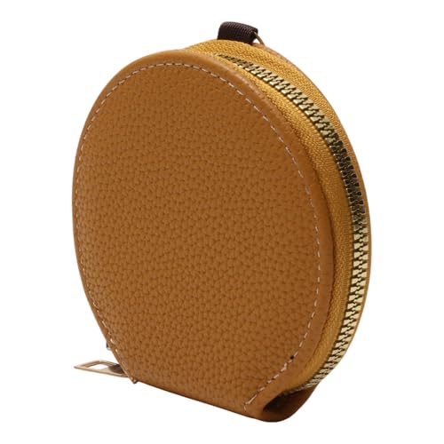 1Pcs Minimalist Wallet Solid Round Mini Wallet PU Leather Yellow 10.5x13.6cm2