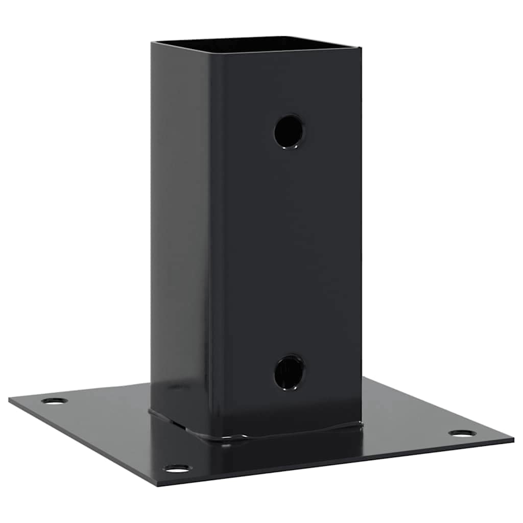 vidaXL Post Bases Square 12 pcs Anthracite 61x61 mm Powder-Coated Steel, Concrete Fence Base, Fence Post Base, Metal Post Holder, Deck Post Base