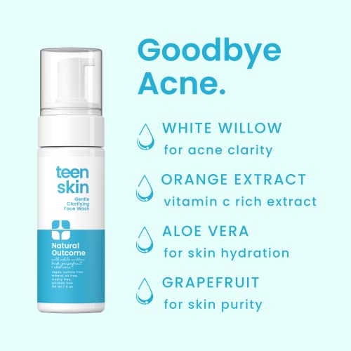 Natural Outcome Teen Skin Face Wash | Gentle Foaming Daily Boys & Girls Facial Cleanser Lotion | Natural Non-Toxic Ingredients | For Teens, Preteens & Kids Looking To Prevent Acne | 5 Oz #TOP5
