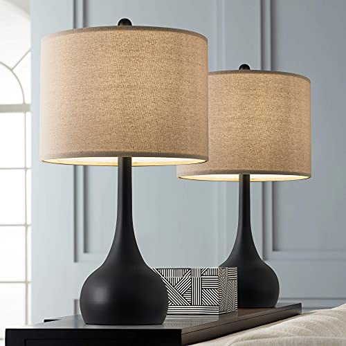 Lowest Price PORTRES 23.75'' Table Lamp Set of 2 for Living Room Modern Nightstand Lamps for Bedroom Kids Room Study Room Office Table Lamps Black