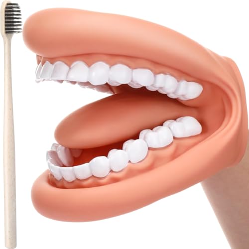 Pawnath 1 Piezas de Marioneta de Boca con Dientes de Lengua Boca Marioneta de Mano Modelo de Boca Dental con Cepillo de Dientes para Niño Niña Herramienta Educativa
