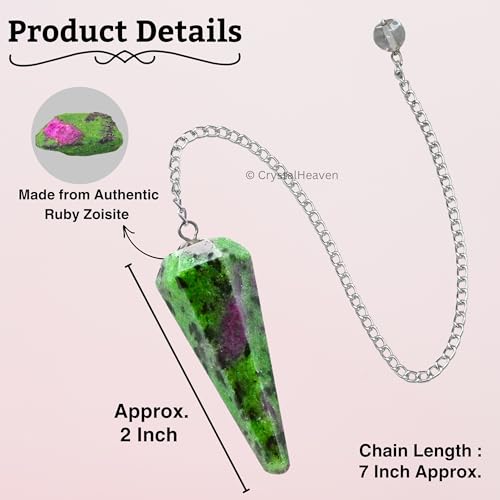Image of Ruby Zoisite Pendulum Dowsing Tool - Natural Crystal Pendulum for Spiritual Guidance - Premium Dowser Pendulum for Accurate Divination and Energy Healing - Perfect for Energy Healing