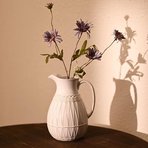 Victor & Teresa Small White Ceramic Pitcher Vase For Home Decor thumb #4