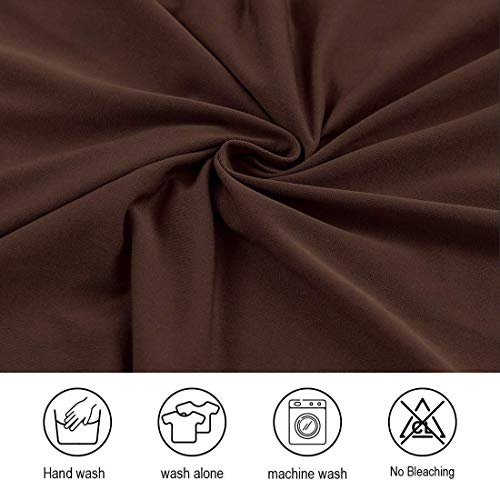 Image of Gifts Island Polyester Dining Table Chair Cover Set of 6 Seater Stretchable Washable Chair Seat Slipcover Protector (Brown)