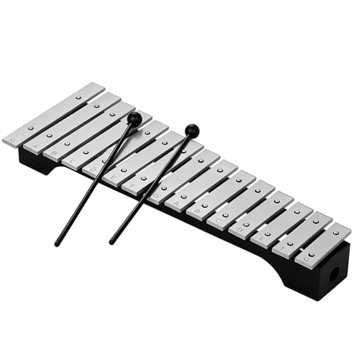M.J COMFY-LIFE 15-Note Xylophone Glockenspiel Professional Percussion Musical Instrument with Mallets and Carrying Bag for Music Teaching Home Entertainment & Beginners Xylophone Glockenspiel Black