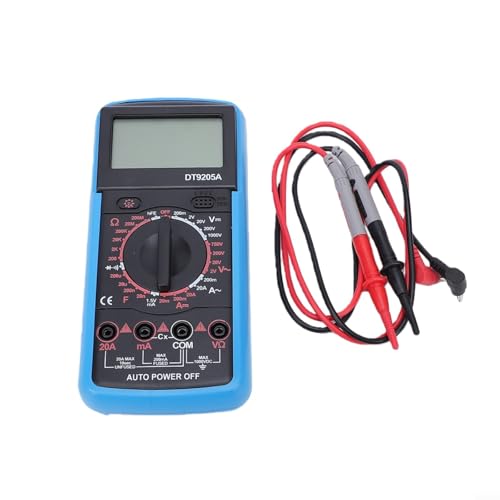 Image of Glewi DT9205A Digital Multimeter, AC/DC 0-1000V 20A, 200MΩ Resistance, Capacitance Tester with 1999-Count LCD, Auto-Off, Blue
