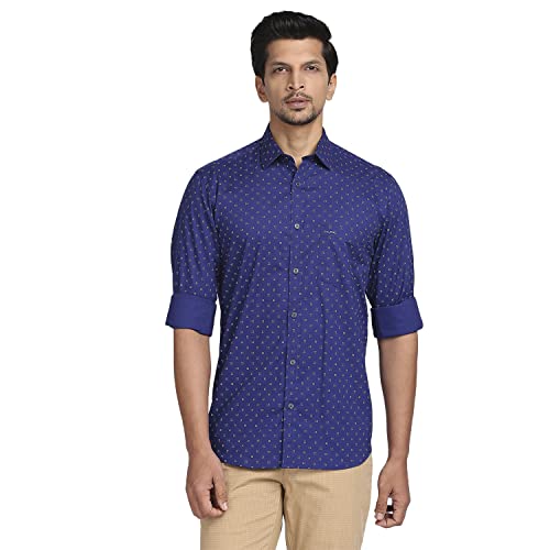 Image of Colorplus Men's Pure Cotton Print Pattern Tailored Fit Spread Collar Full Sleeve Casual Shirt