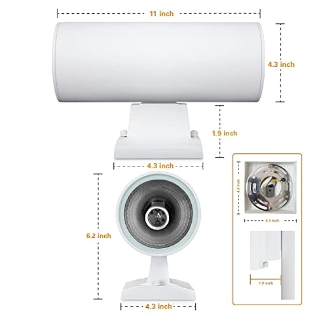 Outdoor Wall Light, Exterior Lighting - ETL Listed, Die-Casting Aluminum Waterproof Wall Mount Cylinder Design - Up Down Light Fixture for Porch, Backyard and Patio (White)