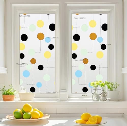 Image of WALLMATE Window Privacy Film Frosted Vinyl Glass Covering, UV Blocking, Non-Adhesive, No-Glue, for Bathroom Living Room Office,(12x36 Inch, Color Dot Frosted)