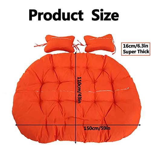 Mbvbn Egg Chair Cushion 52 Inch, Double Hanging Wicker Rattan Egg Swing Cushion Replacement, 2 Person Hanging Egg Hammock Chair Washable, Sun-Resistant And Waterproof Grey #TOP6