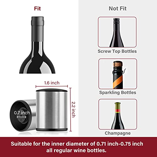 [2 Pack] Wine Stoppers, Vakoo Vacuum Leakproof Wine Bottle Stopper, Reusable Wine Sealer, Wine Corks Keeps Fresh, Gifts For Wine Lovers For Christmas Anniversary, Silver #TOP5