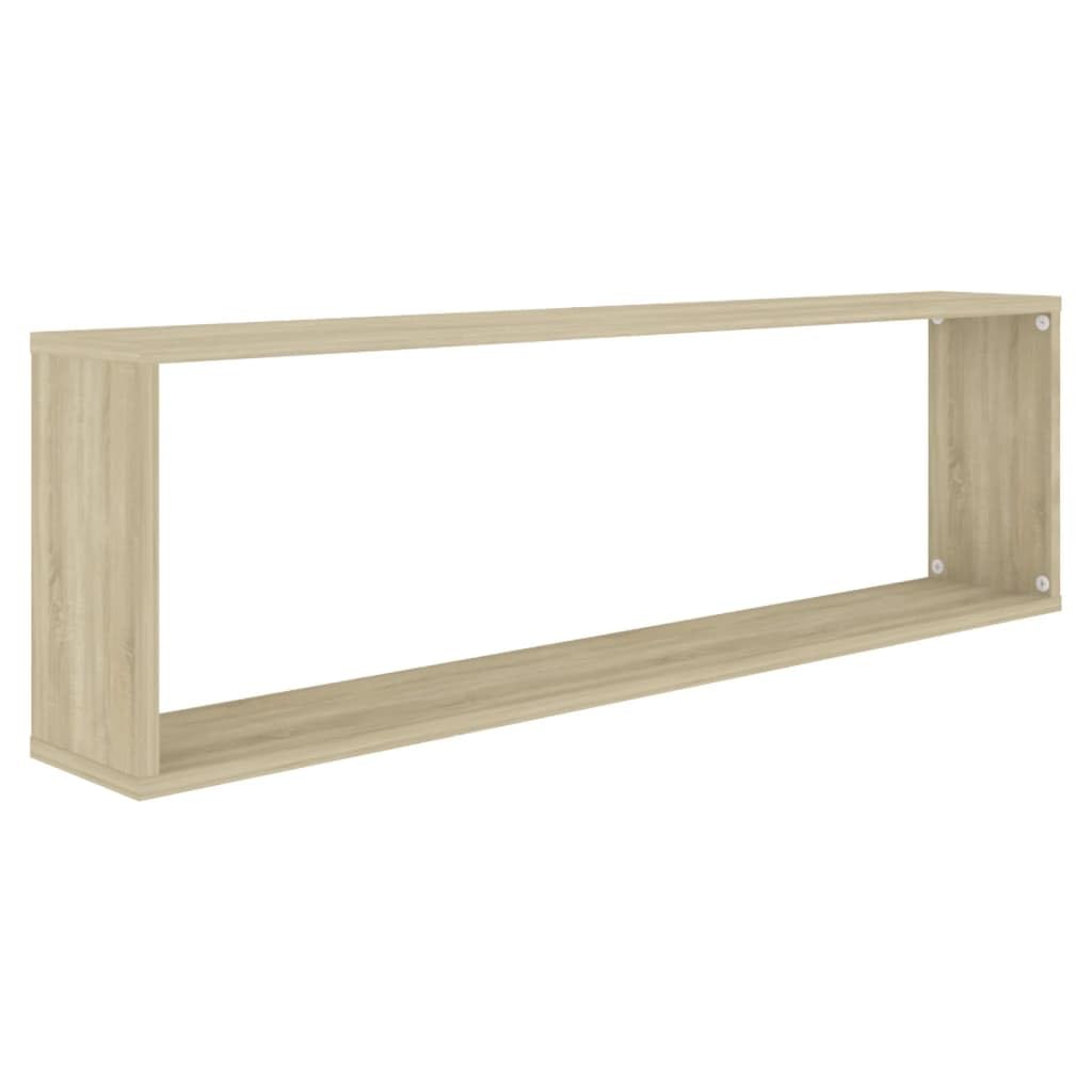 Regały w kształcie kostki, 2 szt. dąb sonoma 100 x 15 x 30 cm, materiał drewnopochodny, nowoczesny zestaw regałów ściennych, półki wiszące na książki, płyty CD, dekoracja, uniwersalny montaż