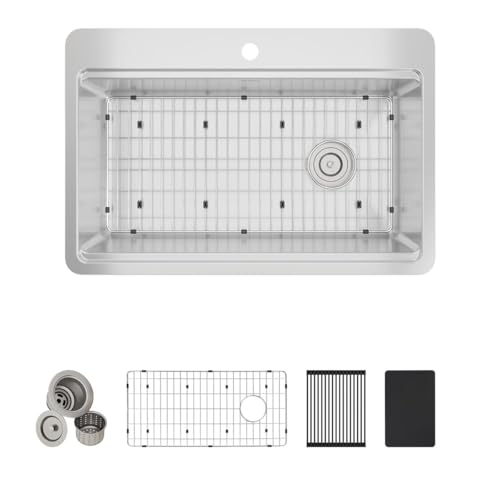 Elkay ECTSR33229T1WS Crosstown Workstation Stainless Steel 33' x 22' x 9' 1-Hole Single Bowl Dual Mount Sink
