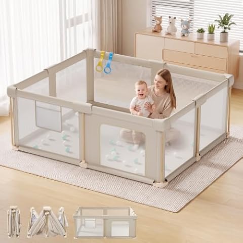 Ansha Baby Foldable Baby Playpen, 71x59 Foldable Play Pen for Babies and Toddlers — $99.99 (23% off)