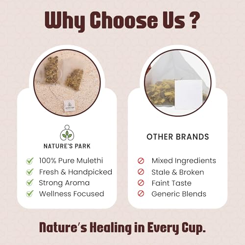 Image of Nature's Park - Herbal Infusion Mulethi (Licorice) - 5 Premium Tea Bags - 100% Pure & Natural Detox Wellness Tea for Immunity Boost, Digestive Health, and Stress Relief - Soothing & Refreshing