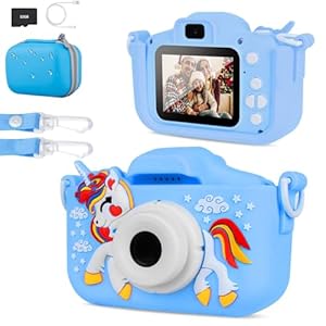 Cámara infantil con bolsa de transporte, tarjeta SD de 32 GB, regalo para niños y niñas de 3 a 12 años, 1080P HD, cámara digital con pantalla de 2 pulgadas, para regalo de cumpleaños, Navidad, juguete