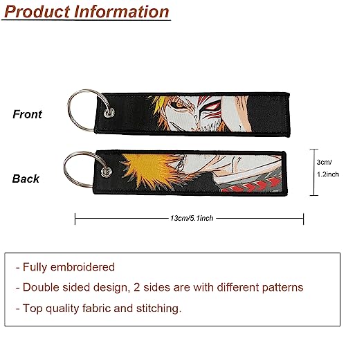 Image of 1 Pack Anime Keychain Tag Jet Tag Key Chain Cartoon Embroidered with Key Ring for Motorcycles Car Accessories