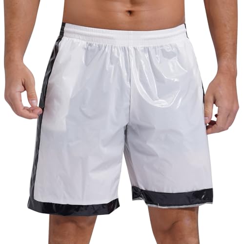 CHICTRY Mens Wet Look Boxer Shorts Drawstring Elastic Waist Pockets Beach Shorts Swim Trunks Loungewear2