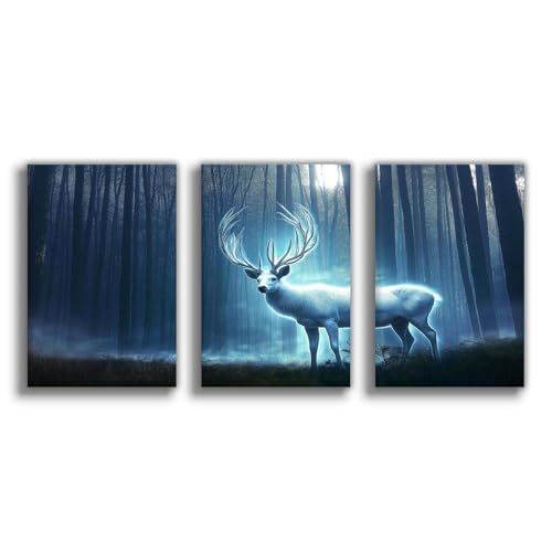 Toile mystérieux cerf blanc pour salon cosy et décoration de chambre