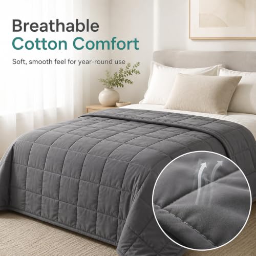 Image of Smart Queen Weighted Blanket for Adults, Full Size 48x72,10lbs, Soft Heavy Blanket Machine Washable for Fall, Bedding &Napping with Premium Glass Beads (48x72 | 10lbs Grey)