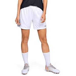 Under Armour Women's Microthread Match Soccer Shorts , White (100)/Black , Medium
