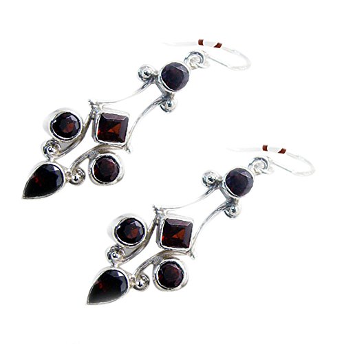 Boucles d'oreilles grenat push push anti-perte en argent sterling - 4