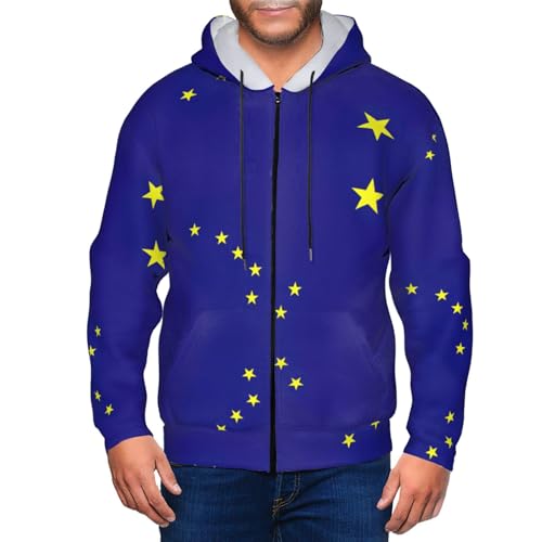 Sweat à capuche drapeau Alaska pour homme avec cordon de serrage confortable