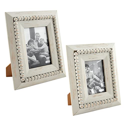 Mud Pie Gray Bead Frames, Large,12" X 10" #TOP1
