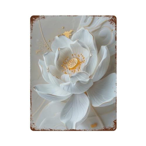 Plaque murale rétro en fer blanc avec feuille d'or 03 finition d'art vintage
