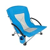 Niedriger Strand-Camping-Klappstuhl, ultraleichter Rucksackstuhl mit Getränkehalter und Tragetasche, kompakt, Outdoor, Camping, Grillen, Strand, Reisen, Picknick (Color : A)