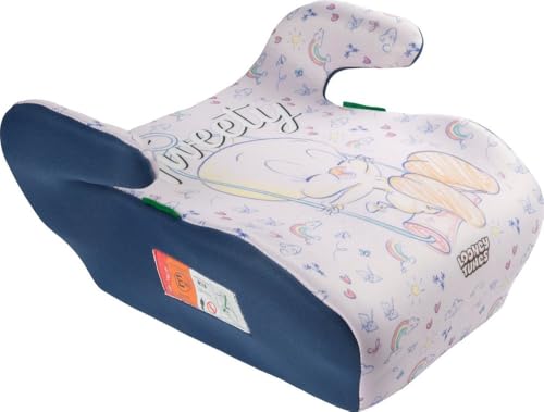 Tataway Asiento trasero de coche infantil Warner Bros Tweety i-Size ECE R129, 126 a 150 cm, 22 a 36 kg, 6 a 12 años, grupo 3, ligero y fácil de transportar, extraíble y lavable