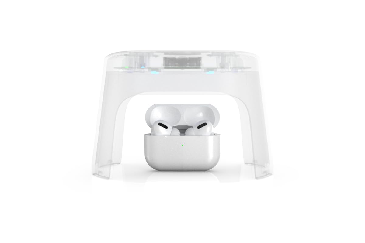 flow-med dry-cap UV 4 - Deumidificatore Apparecchi Acustici - Ricarica, Disinfezione e Asciugatura Simultanee - Per ogni Apparecchio Acustico - 4 LED UV-C - Ventola e Calore - Sensore SMART