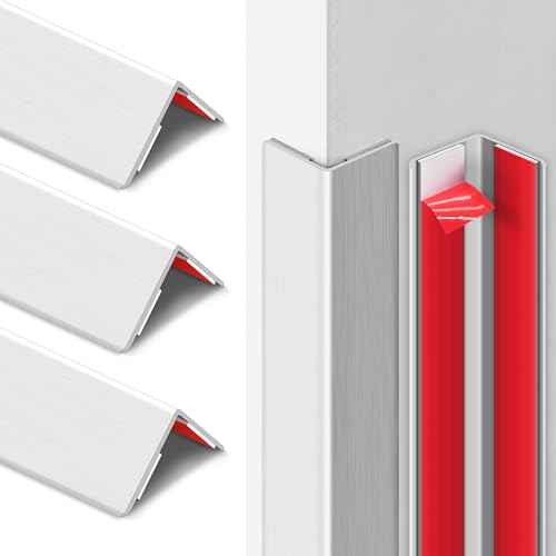 Image of 5pcs 57 inch L*1.42 inch W Aluminum Self-Adhesive Wall Corner Protectors, Wall Furniture Bumper, Safety Baby Proofing Corner Cushion Table Edge, Wide Coverage and Easy to Install - Silver