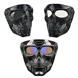 3 Pcs Airsoft Mask Full Face, Skull Airsoft Tactical Full Face Mask for Paintball, Motorcycle, and Men’s Shield – Impact Resistant Masks for Halloween, CS Wargame, and Outdoor Sports