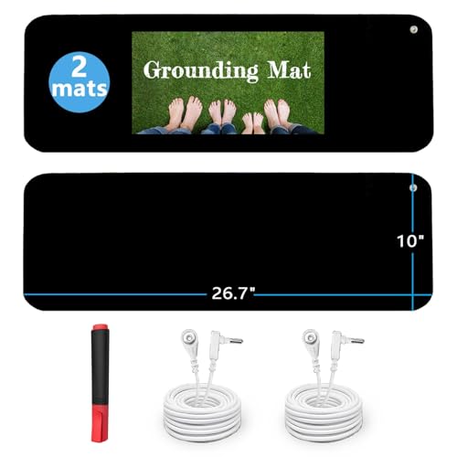 Grounding Mat Kit (2 Pack)-2 Grounding Mats (10 x 26.7) with Grounding Test Pen, 2 Straight Grounding Cords (15ft) - Indoor Grounding for Full Body Balance & Wellness Support
