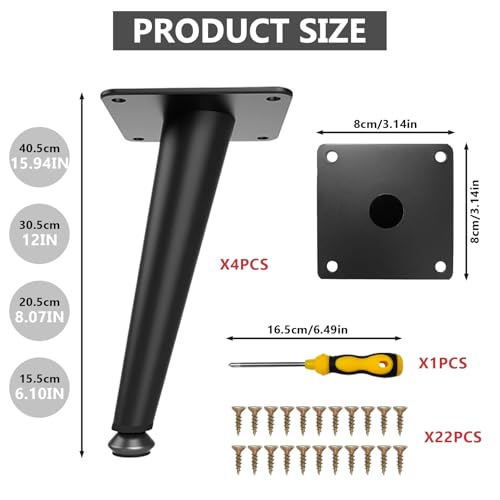 Patas de metal para sofá con base estable y protectores ajustables para cuidar tu suelo 3